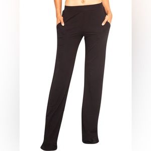 NWT Yoga Trouser Long Black Bamboo Pant Pants Easy Wear Pockets XS 0 2
